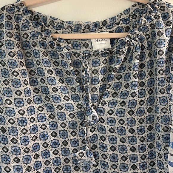 Misa Los Angeles size S blue, navy,and white blouse - Picture 2 of 4